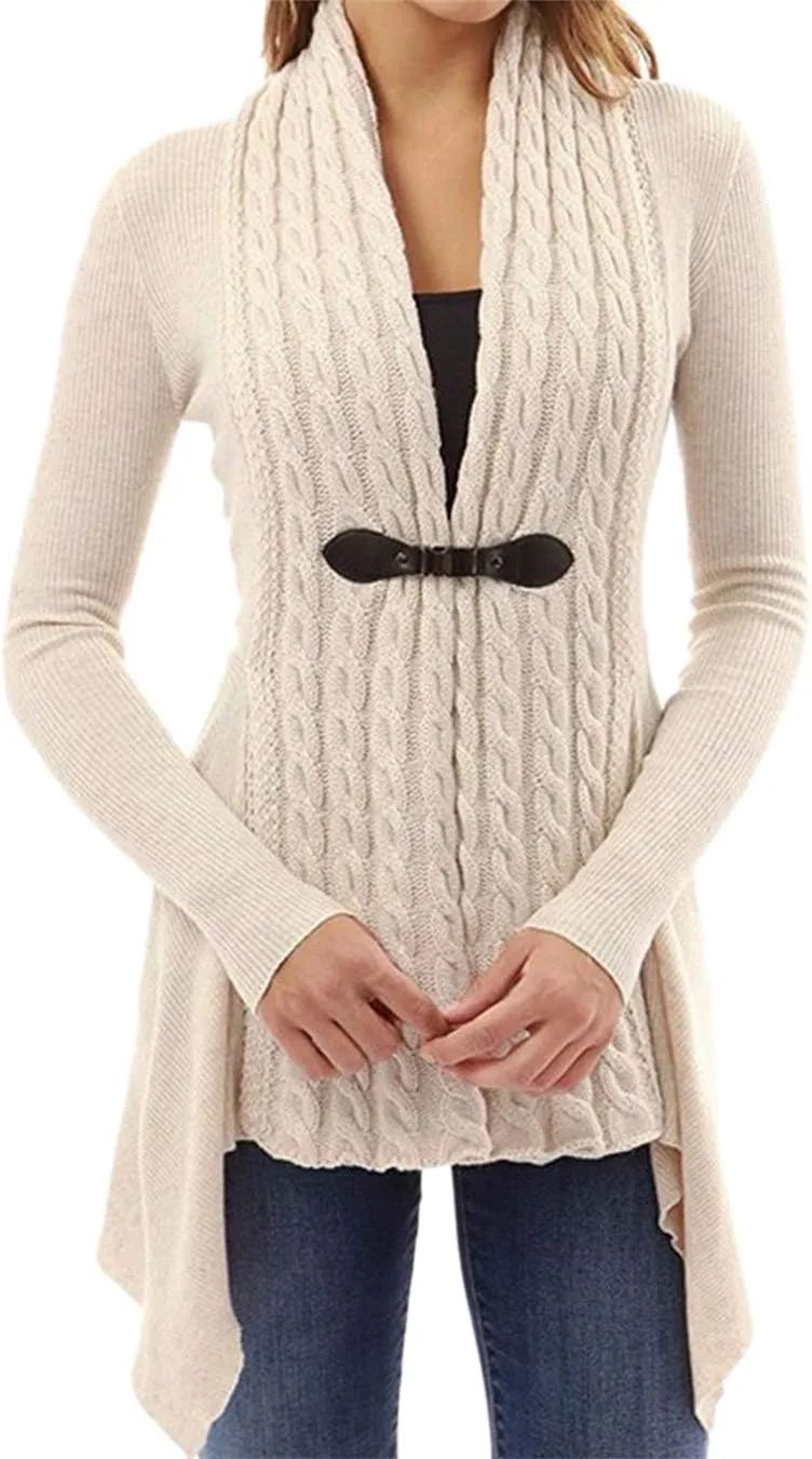 EFOFEI Womens Open Front Long Sleeve Button Down Cable Sweater Cardigans