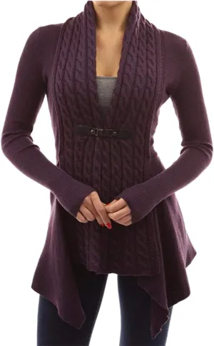 EFOFEI Womens Open Front Long Sleeve Button Down Cable Sweater Cardigans