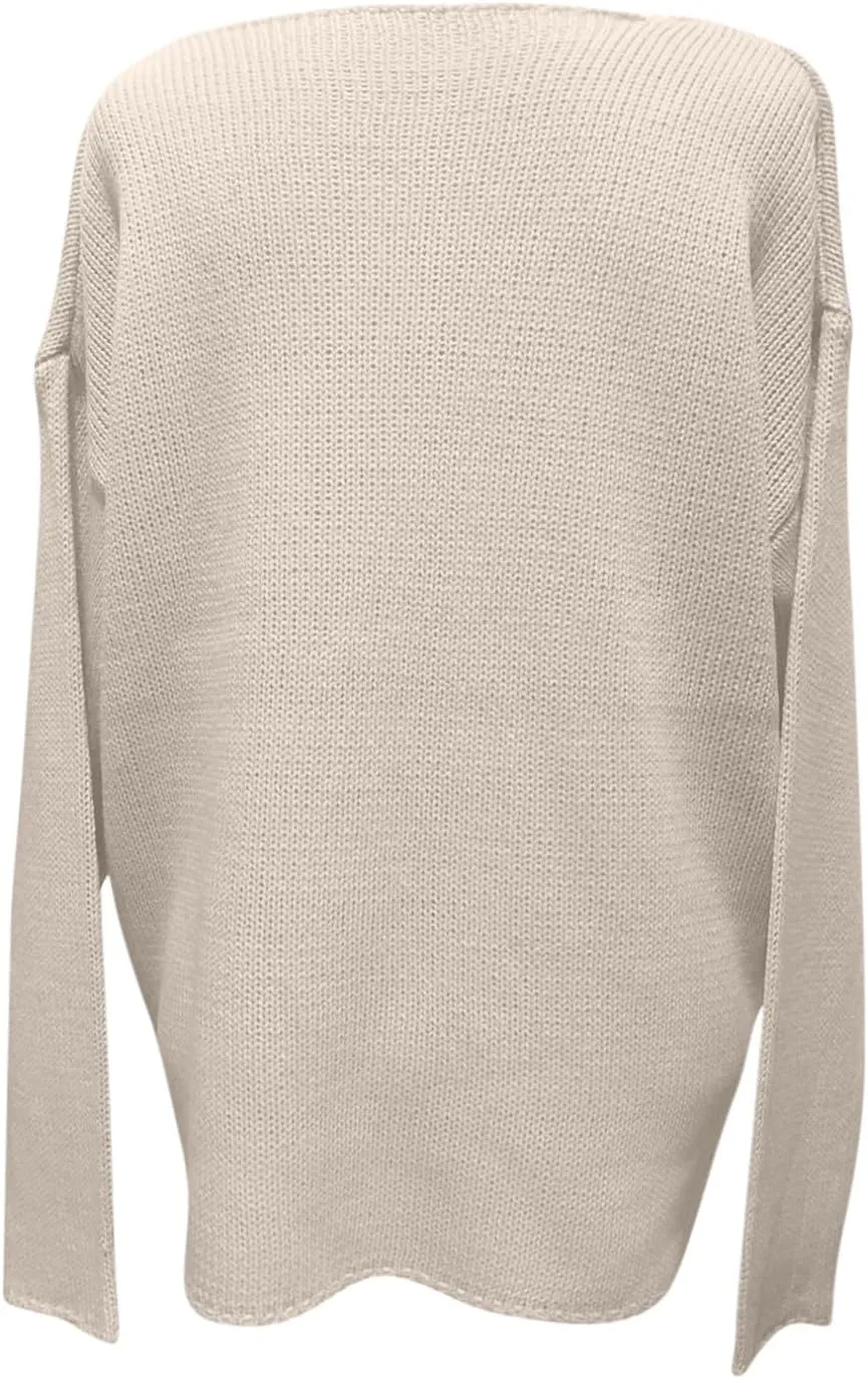 Fall Sweaters for Women Loose Lightweight Pullover Sweaters Scoop Neck Ribbed Knitted Sweaters Casual Jumper Tops