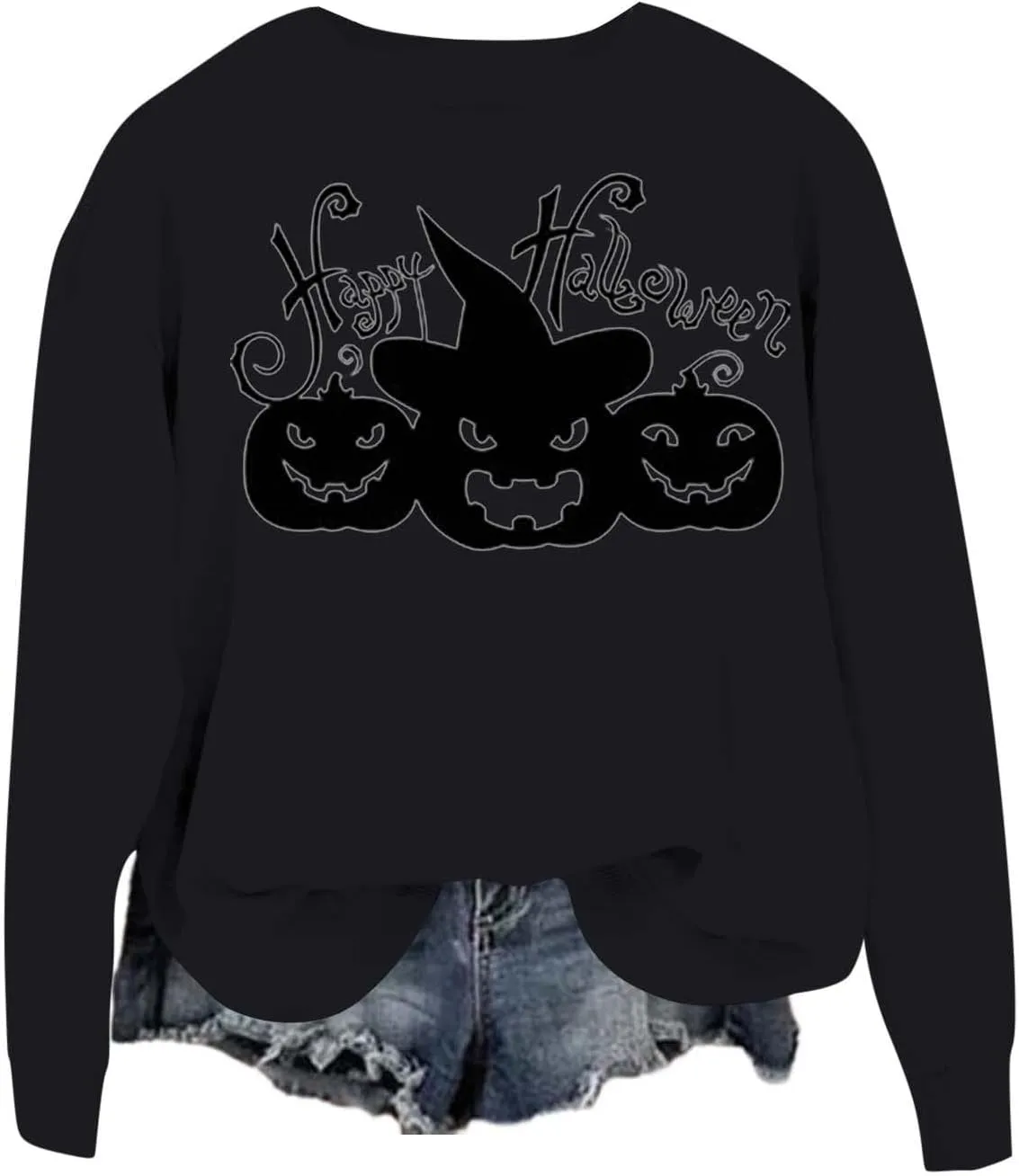 Fall Sweatshirts for Women Halloween Graphic Loose Long Sleeve Crewneck Workout Tunics Autumn Fashion Pullover Hoodies