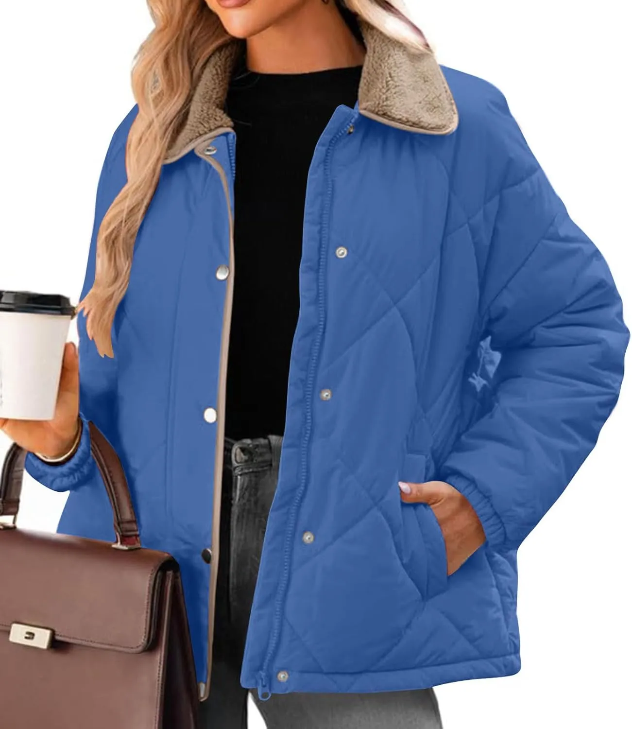 Fall Winter Jackets for Women 2024 Warm Quilted Jackets Lightweight Casual Puffer Jacket Padded Down Coat Outerwear