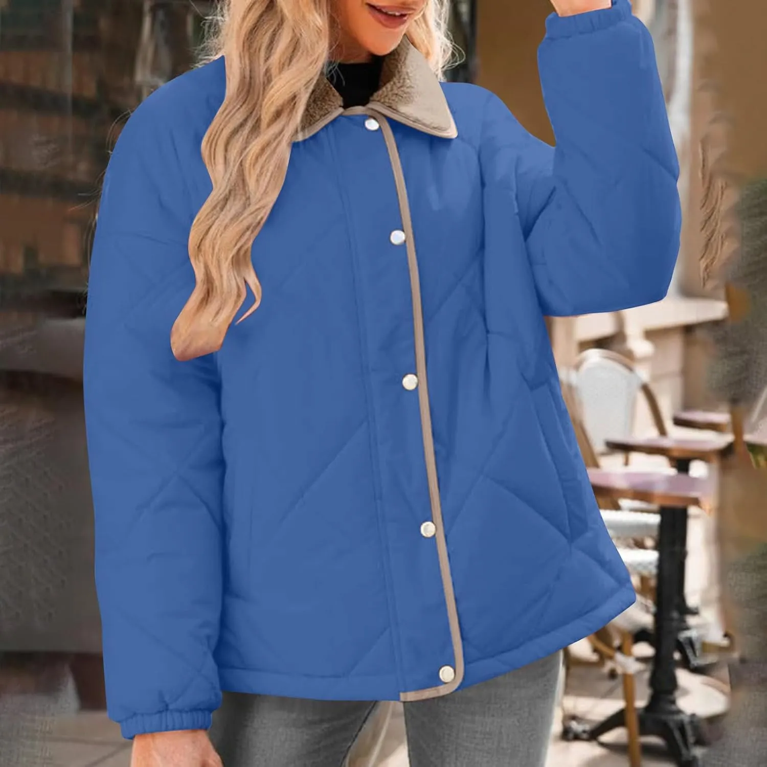 Fall Winter Jackets for Women 2024 Warm Quilted Jackets Lightweight Casual Puffer Jacket Padded Down Coat Outerwear
