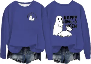 Fashion Hoodies for Women Halloween Prined Hooded Thick Warm Long Sleeve Pullover Loose Fit Sweatshirt Joggers Hoodie
