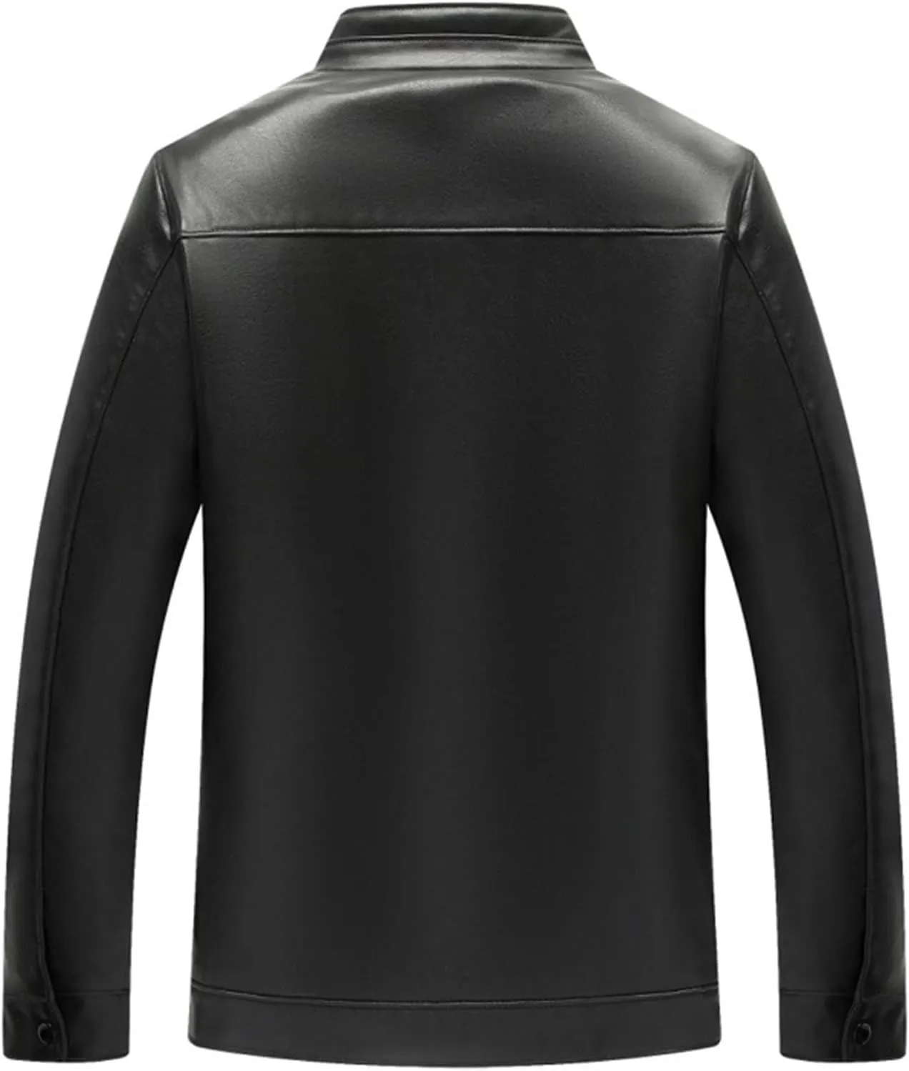 Faux Leather Jacket For Men Lapel Collar Bomber Jackets Motorcycle Full Zip-Up Slim Fit Biker Business Coat Outwear