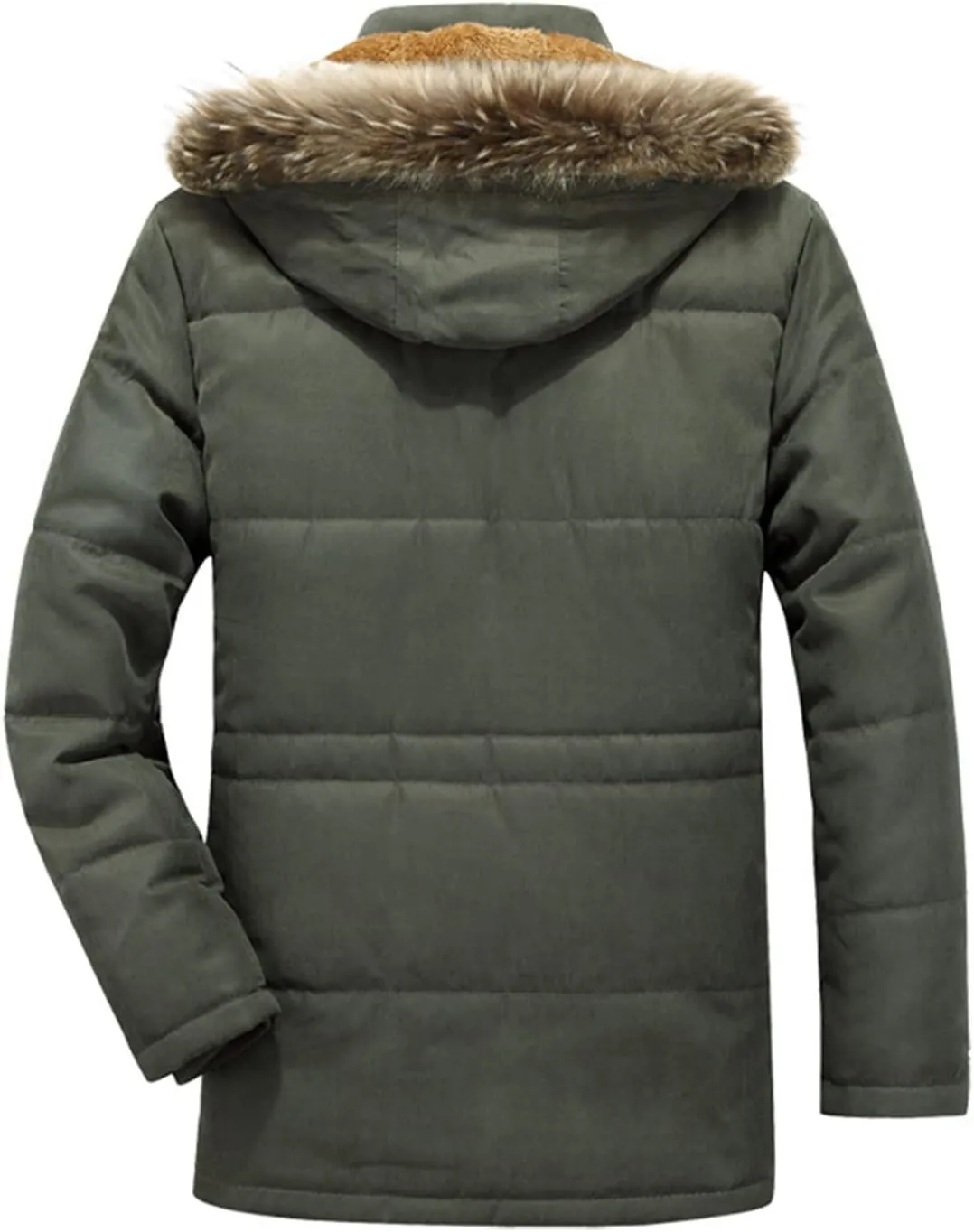 Fleece Lined Parka Jacket for Men Zip Up Hooded Padded Jacket Big and Tall Thicken Puffer Coat Warm Military Jackets