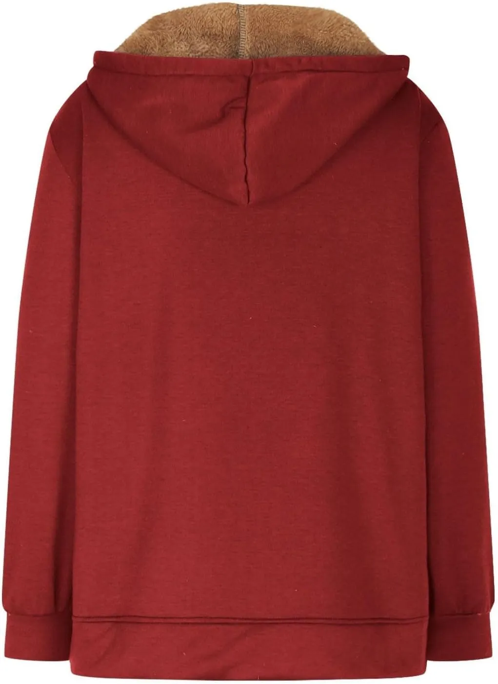 Fleece Lined Zip Up Hoodie Women Plus Size Hooded Sweatshirt Fuzzy Sherpa Lined Jacket Casual Drawstring Winter Coats