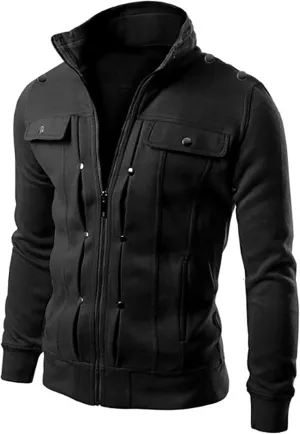 Full Zip up Sweatshirt Jacket for Men Stand Collar Slim Fit Athletic Track Jacket Long Sleeve Mock Neck Sweatshirt