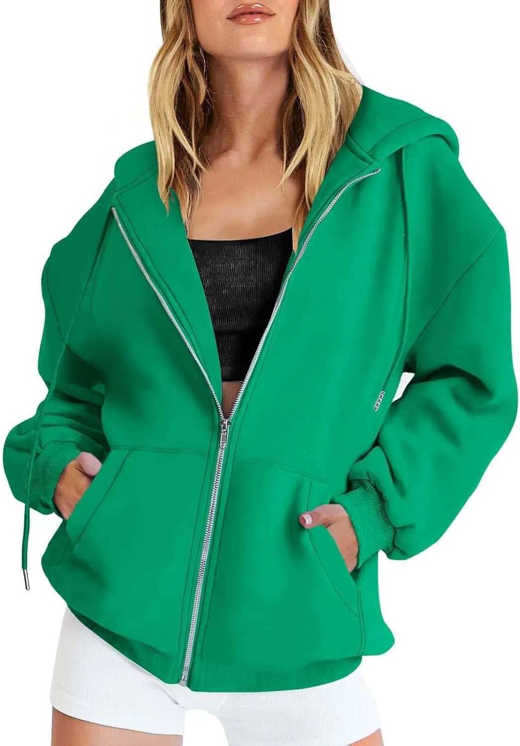 GIERIDUC Zip Up Hoodie Women 2024 Trendy Long Sleeve Sweatshirts Jacket Casual Athletic Hooded Track Jacket with Pockets