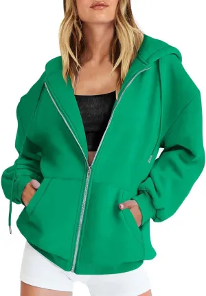 GIERIDUC Zip Up Hoodie Women 2024 Trendy Long Sleeve Sweatshirts Jacket Casual Athletic Hooded Track Jacket with Pockets