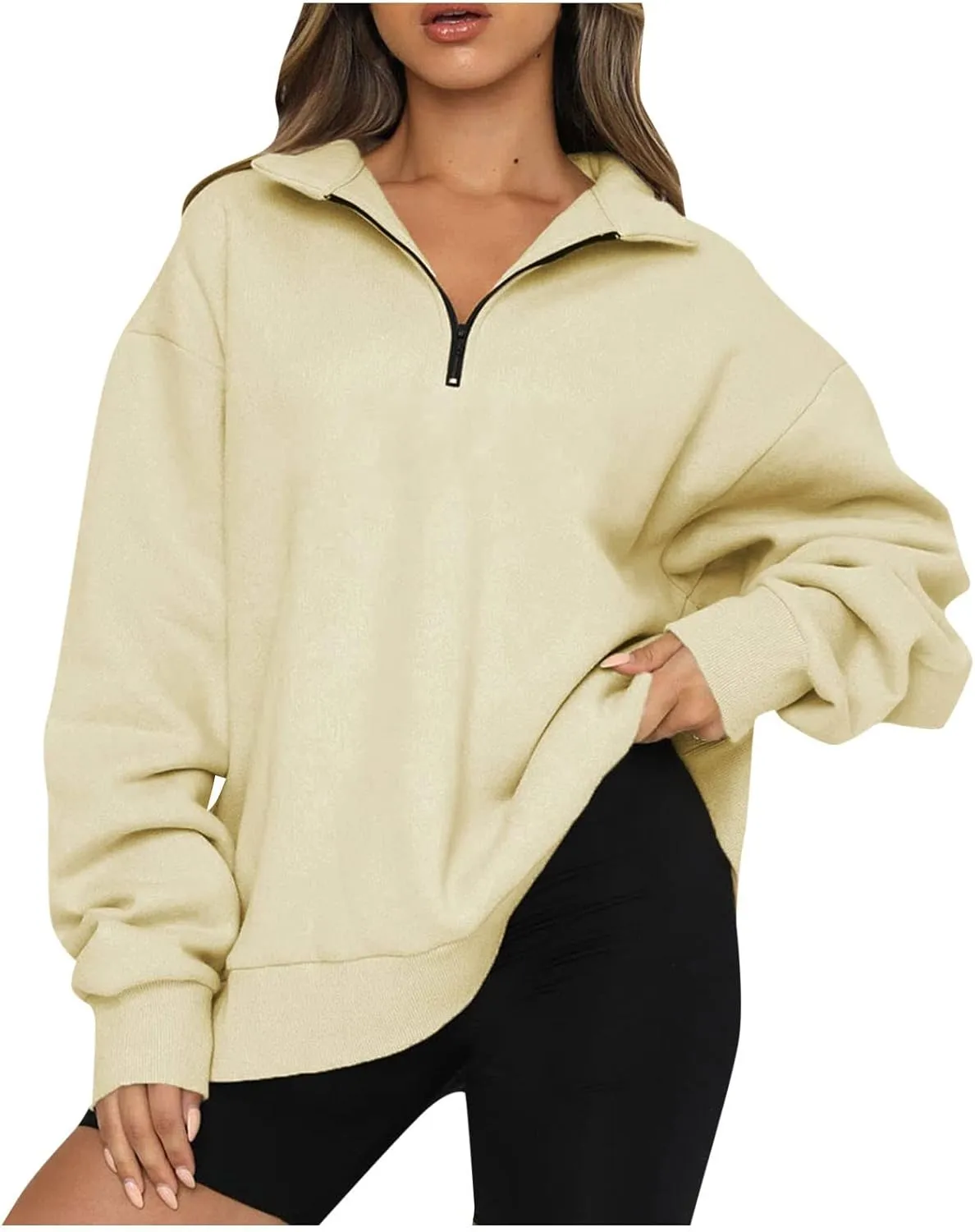 GOFULY 1/4 Zip Sweatshirt Women Fall Pink Graphic Sweatshirts Trendy Preppy Long Sleeve Pullover Winter Lightweight Clothes