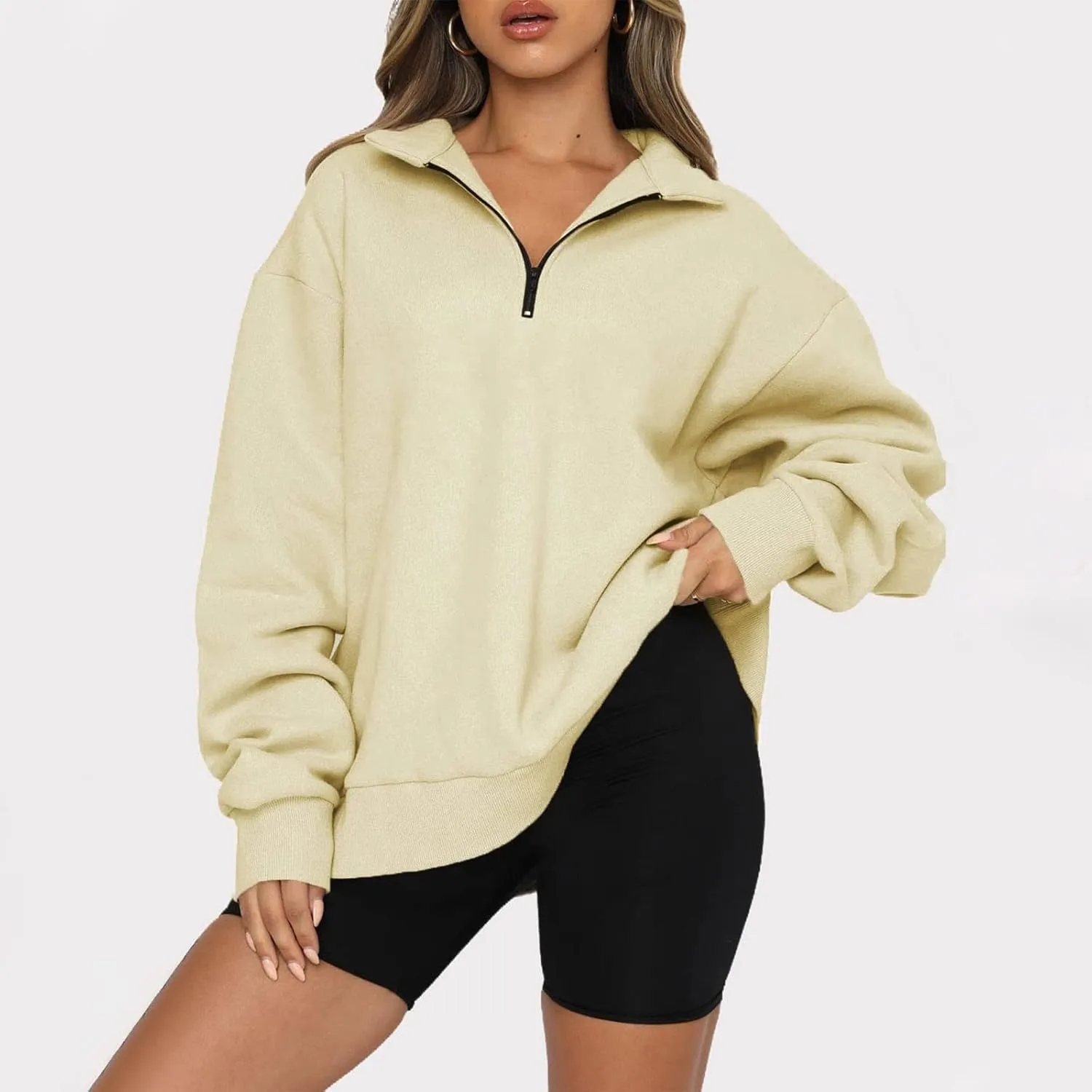 GOFULY 1/4 Zip Sweatshirt Women Fall Pink Graphic Sweatshirts Trendy Preppy Long Sleeve Pullover Winter Lightweight Clothes