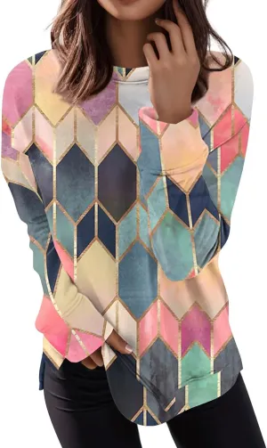 GOFULY Sweatshirt For Women Crewneck Fall Pullovers Lightweight Floral Print Sweatshirts Oversized Long Sleeve Shirts Outfits