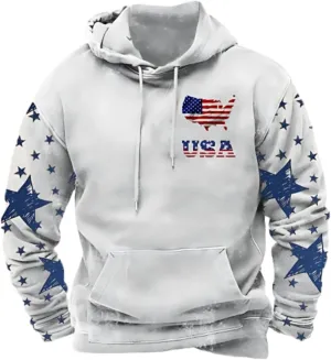 Graphic Hoodies for Men Western Aztec Ethnic Crewneck Sweatshirt USA Flag Patriotic Hoodie Oversized Hoodie Pullover