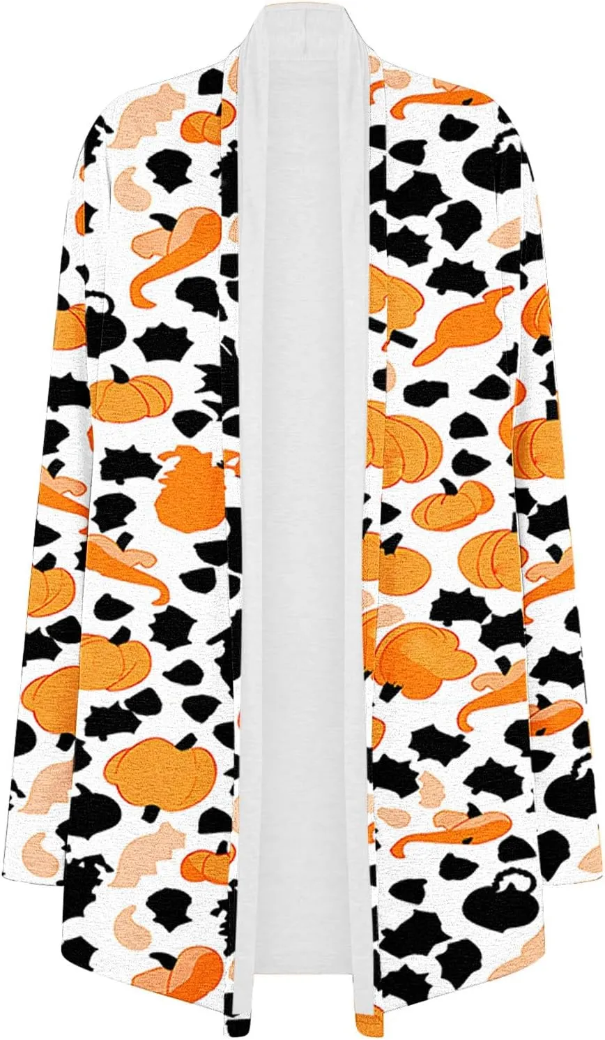 Halloween Cardigan for Women Fall Outfits 2024 Long Sleeve Pumpkin Cardigan Sweater Cute Print Knitting Cardigans