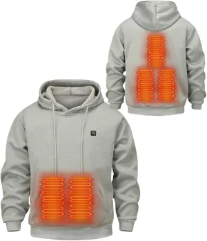 Heated Hoodie Unisex Heated Pullover Sweatshirt Thick Warm Hooded Long Sleeve Casual Tops Heating Coat with USB