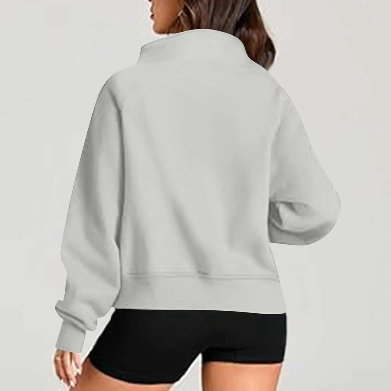 hlysgo Womens Half Zip Cropped Pullover Hoodies Fleece Quarter Zipper Hoodie Sweatshirts Fall Winter Clothes Thumb Hole
