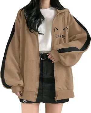 Hoodie Blazer for Women Full Zip Up Long Sleeve Open Front Workout Sweatshirts with Drawstring Hood Oversized Jackets