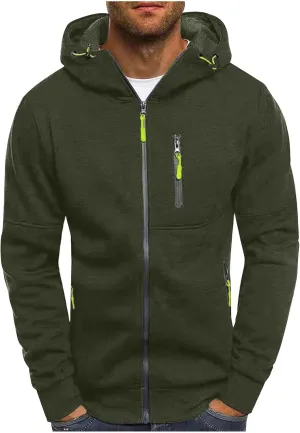 Hoodies for Men Zip Up Lightweight Casual Long Sleeve Hooded Jackets Sports Hooded Sweatshirts with Zipper Pockets