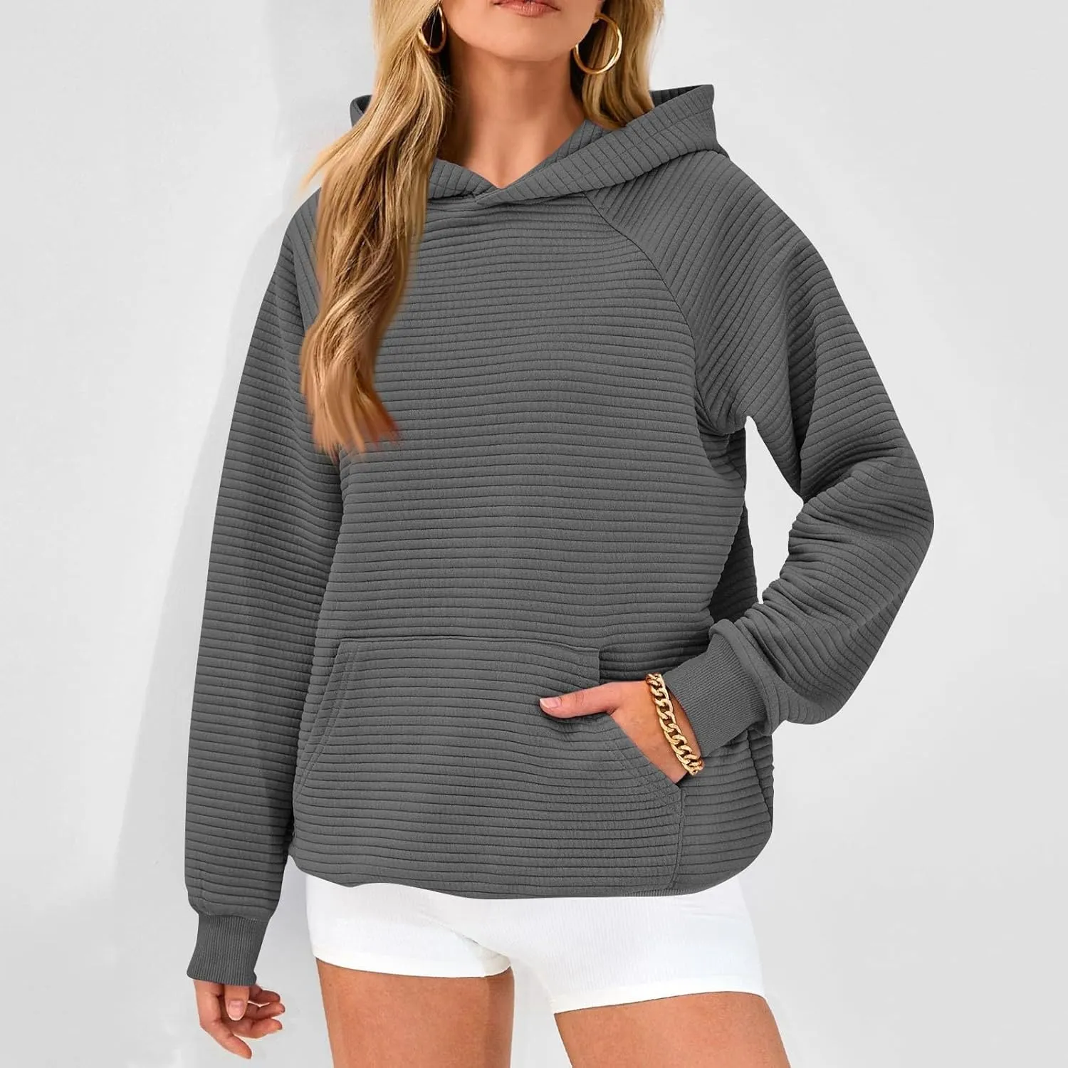 Hoodies For Teen Girls Long Sleeve Western Sweatshirts Knit Fall Sweaters Casual Solid Tunic Pullover With Pocket