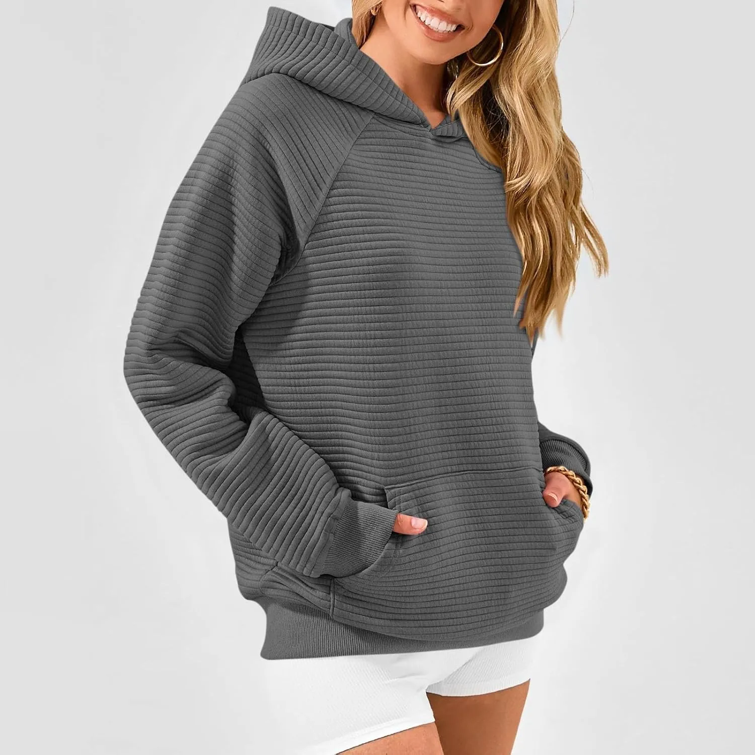 Hoodies For Teen Girls Long Sleeve Western Sweatshirts Knit Fall Sweaters Casual Solid Tunic Pullover With Pocket