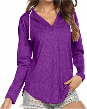 Hoodies For Women Causal Fall Thin Sweatshirt,2023 Fall Long Sleeve V Neck Pullover Tunic Top