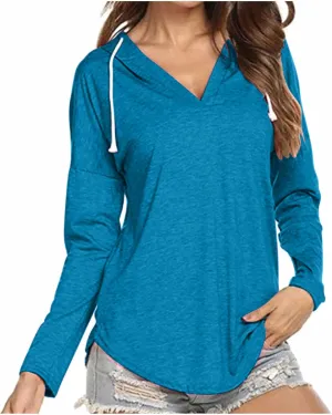 Hoodies For Women Causal Fall Thin Sweatshirt,2023 Fall Long Sleeve V Neck Pullover Tunic Top