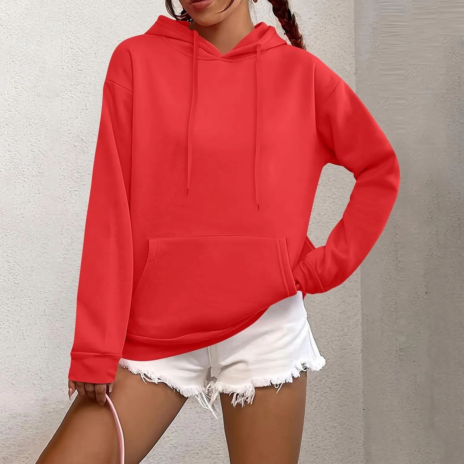 Hoodies for Women Long Sleeve Drawstring Hooded Sweatshirt Casual Comfy Fleece Pullovers Cute Hoodies with Pocket