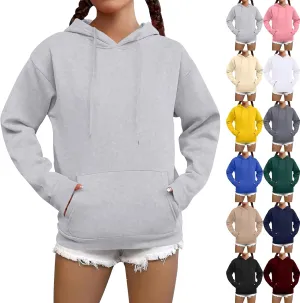 Hoodies for Women Long Sleeve Drawstring Hooded Sweatshirt Casual Comfy Fleece Pullovers Cute Hoodies with Pocket