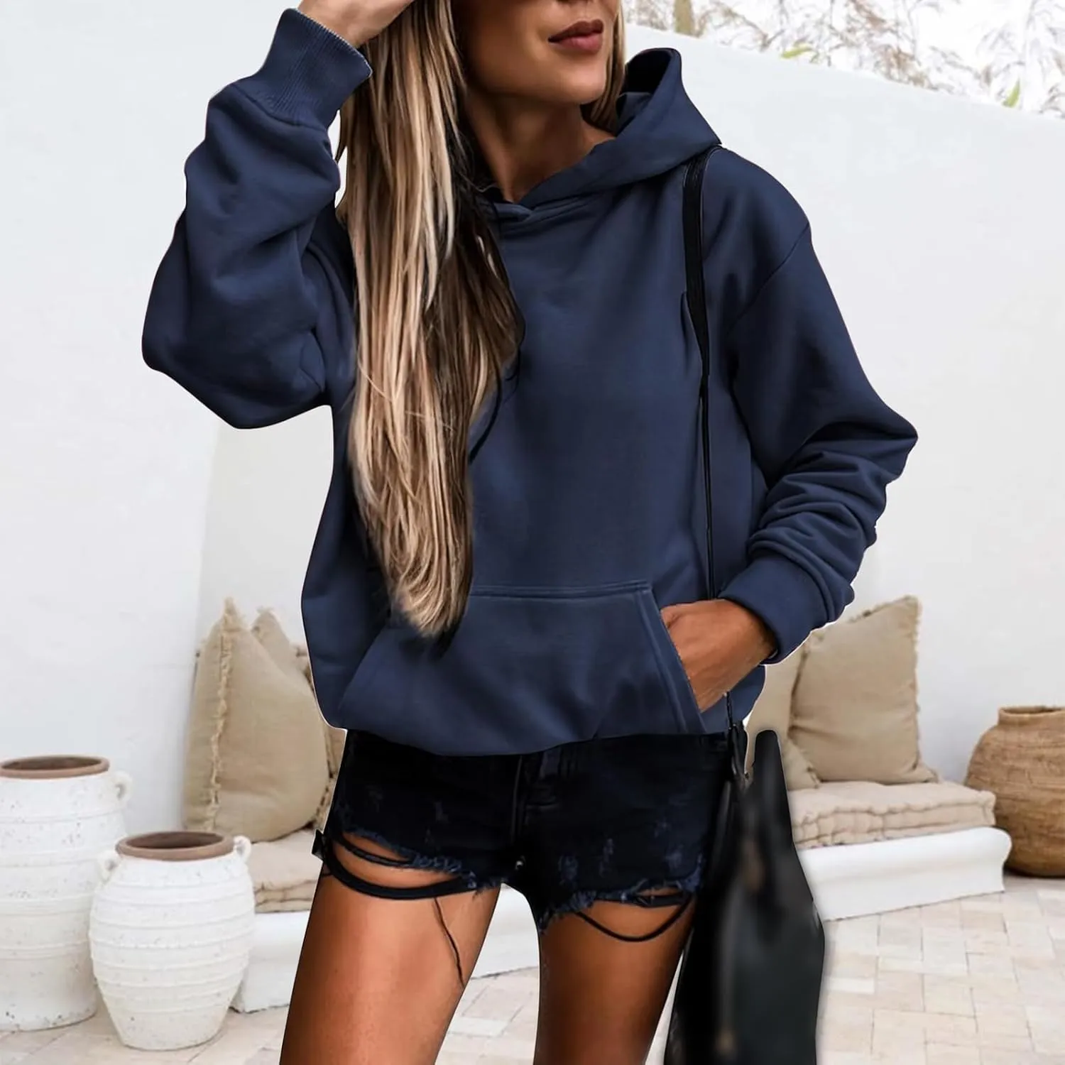 Hoodies for Women Pullover Fleece Hoodie Long Sleeve Casual Sweatshirt 2025 Loose Lightweight Tops with Pockets
