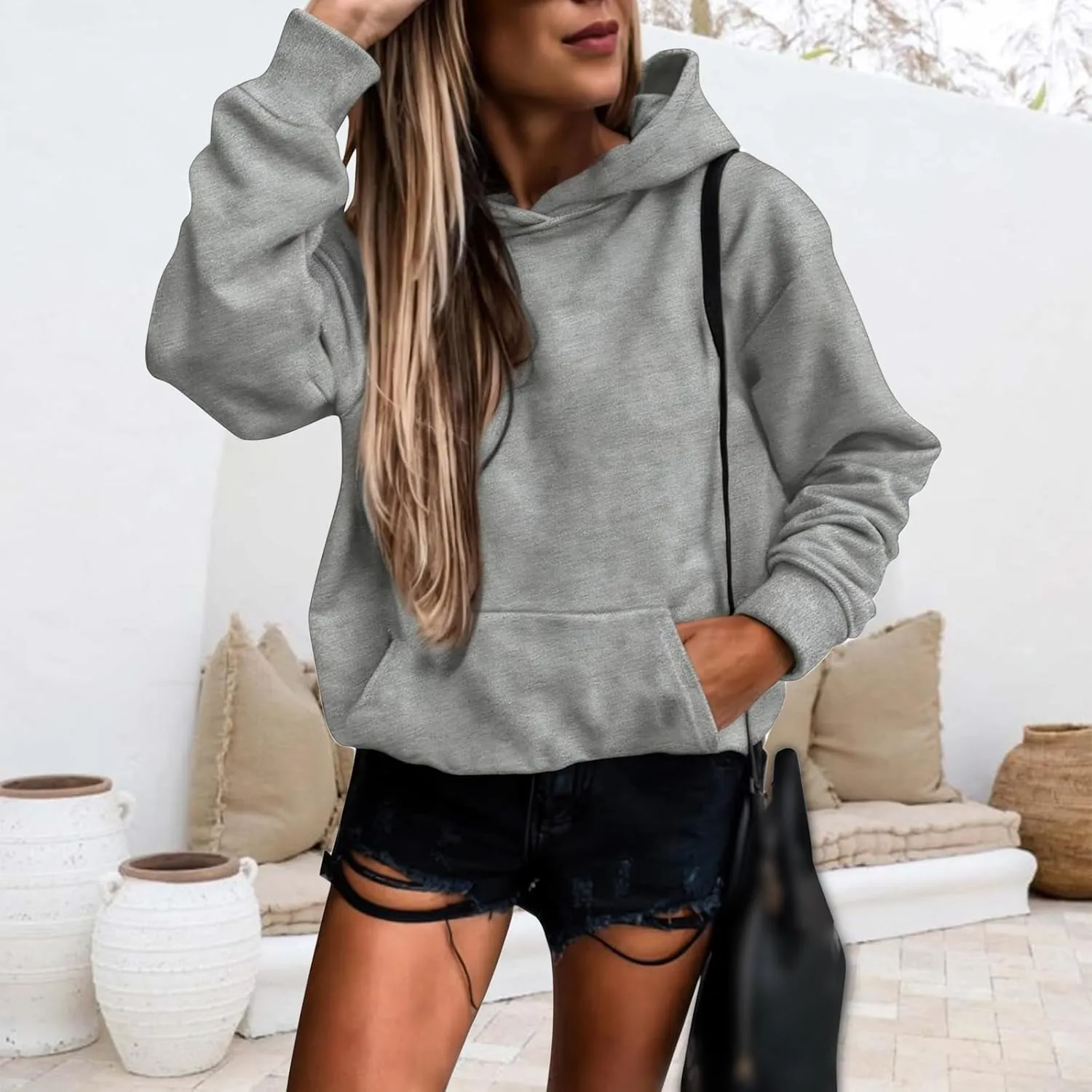 Hoodies for Women Pullover Fleece Hoodie Long Sleeve Casual Sweatshirt 2025 Loose Lightweight Tops with Pockets