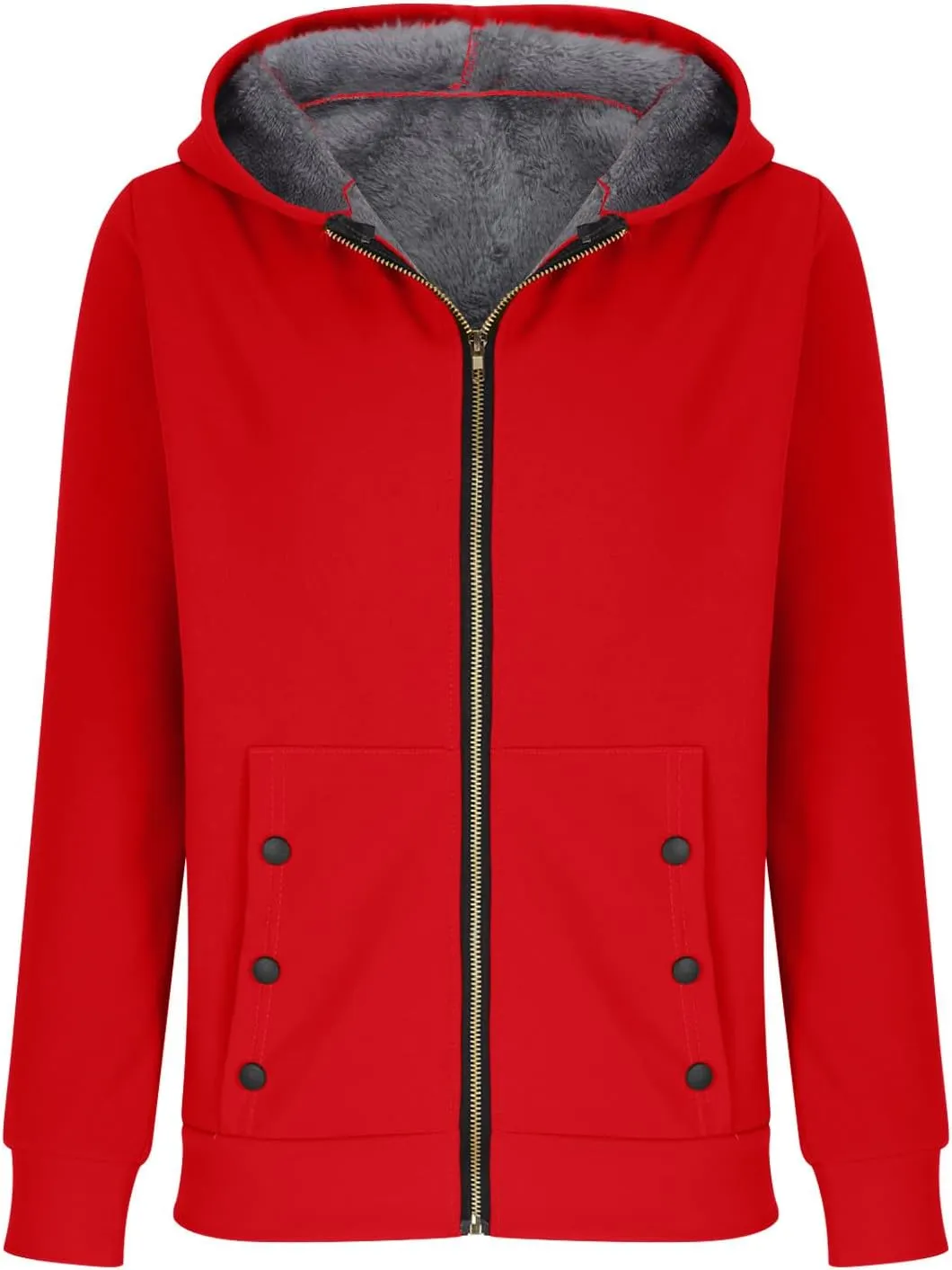 Hoodies for Women Winter Warm Fleece Sweatshirt Full Zip Up Thick Sherpa Lined Hooded Jackets Slim Fit Solid Jacket