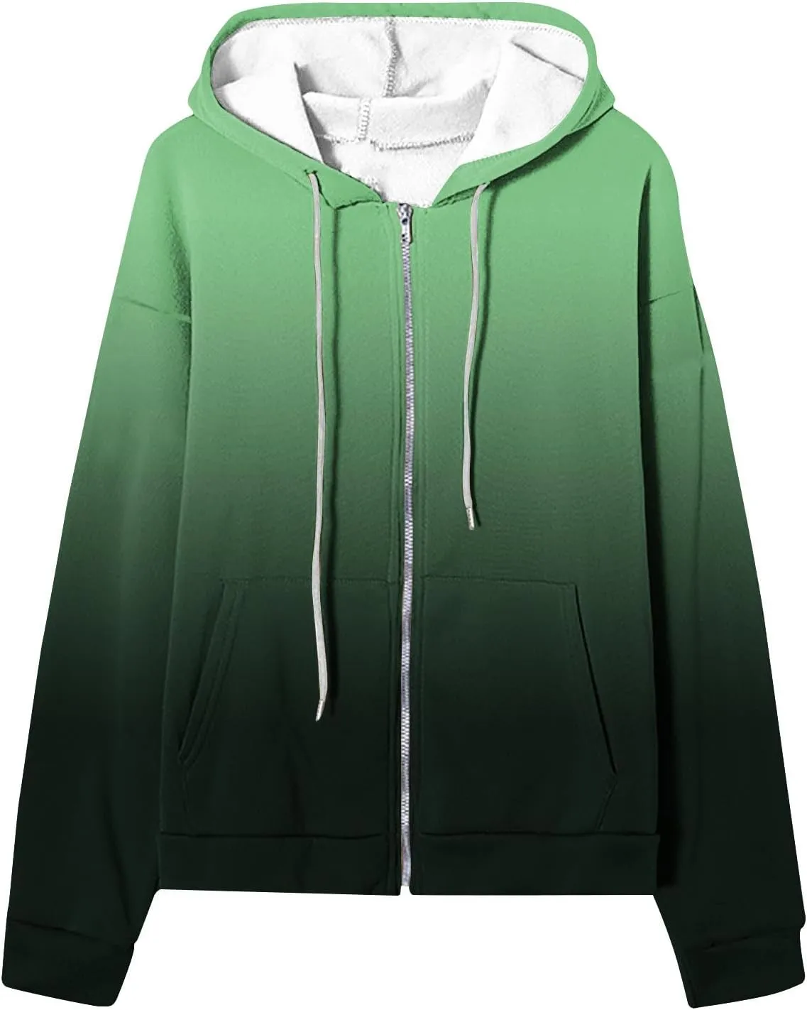 Hoodies for Women Zip Up Sweatshirt Long Sleeve Drawstring Casual Hooded Sweatshirt Tops 2023 Fall Jacket