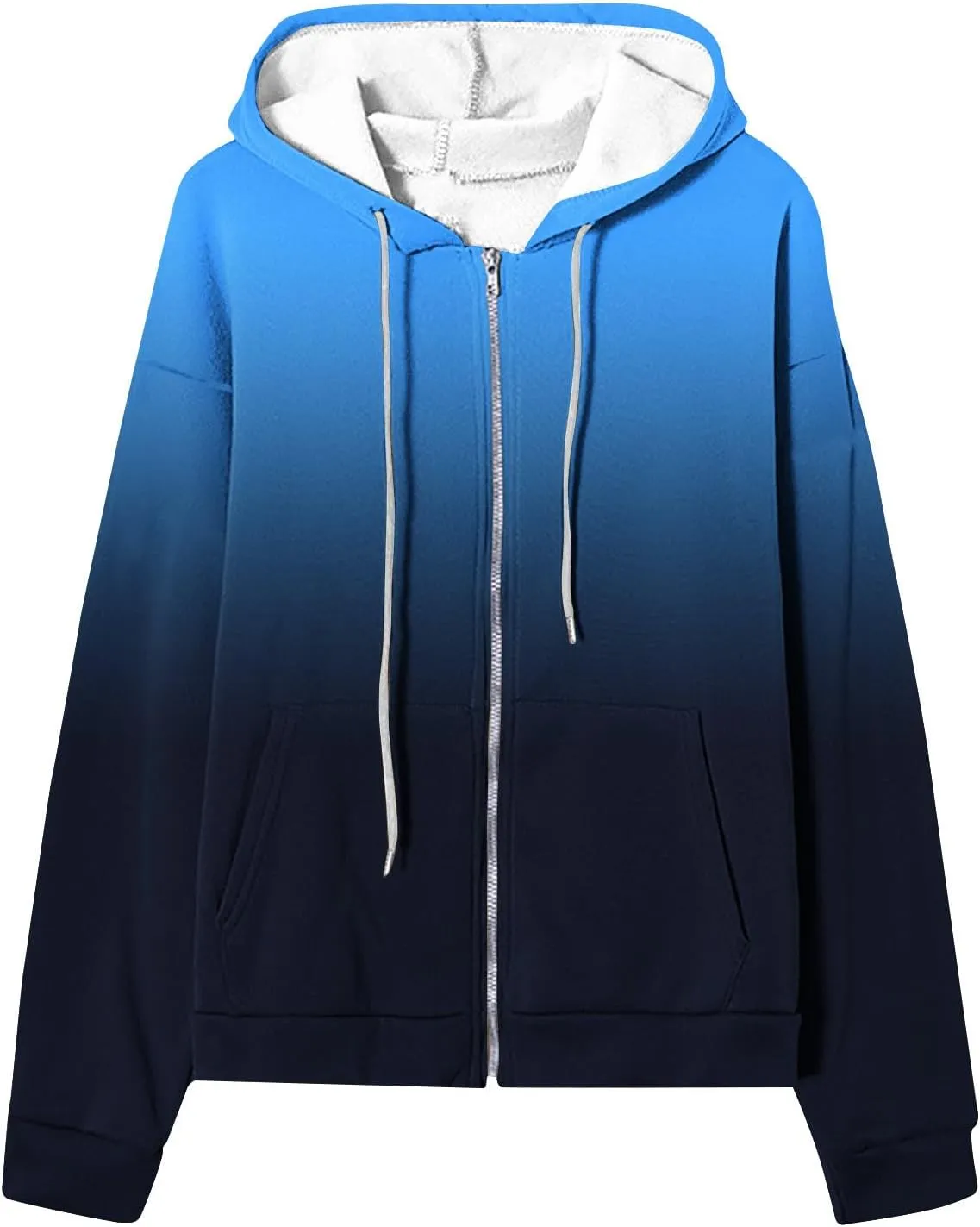 Hoodies for Women Zip Up Sweatshirt Long Sleeve Drawstring Casual Hooded Sweatshirt Tops 2023 Fall Jacket