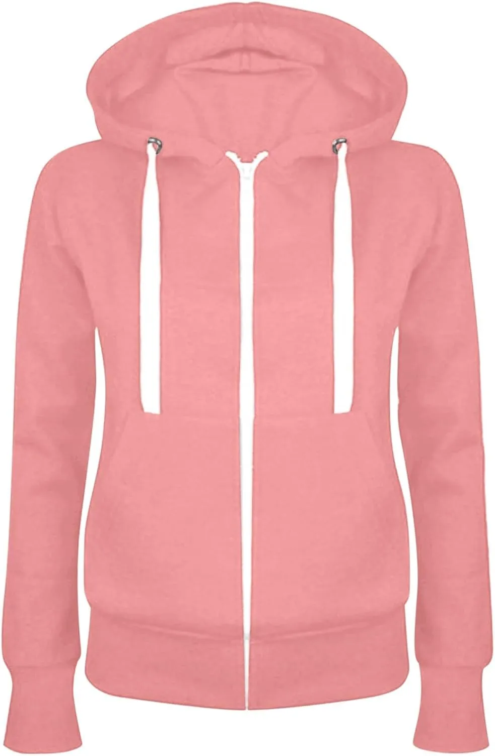 Hooedies for Women Full Zip Up Fleece Drawstring Long Sleeve Sweatshiirt With Pocket Slim Fit Fashion Sweater Tops