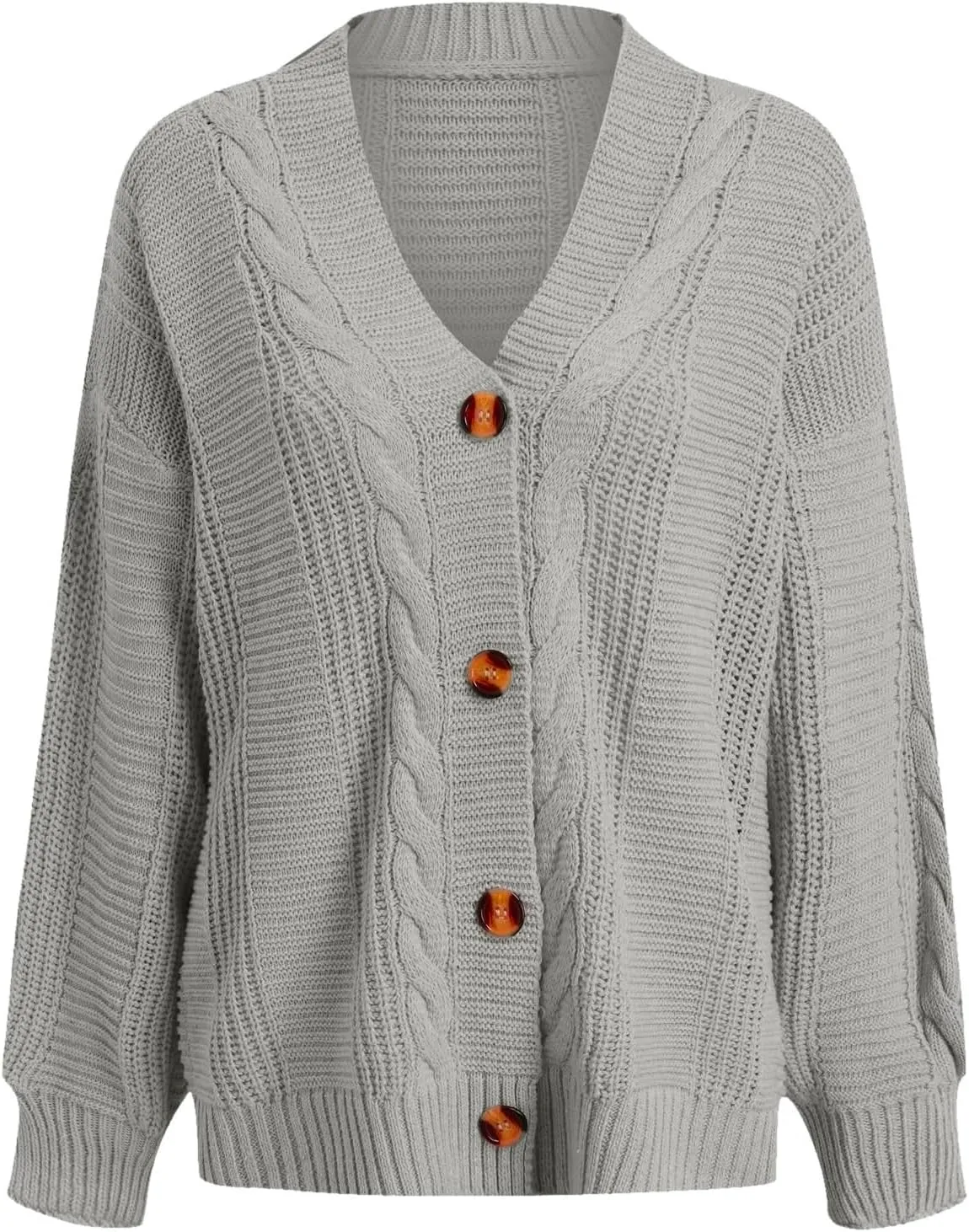 iLH Cardigan Sweaters for Women Chunky Cable Knit Sweater Open Front Crochet Outwear Coats Button down Fall Jackets