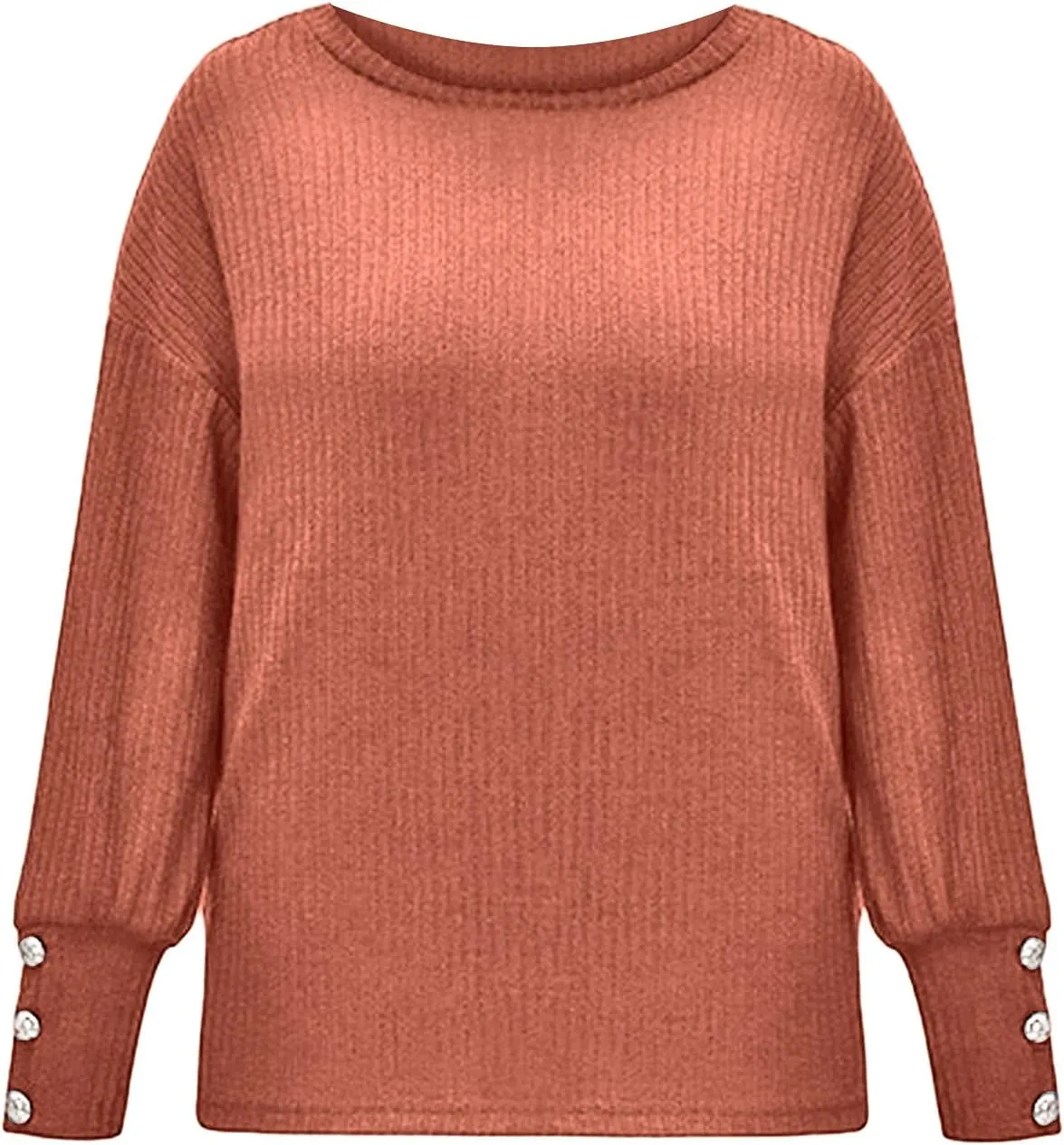 iLH Sweaters for Women 2024 Plus Size Ribbed Knit Sweater Crewneck Long Sleeve Pullover Shirts Comfort Jumper Shirt Tops
