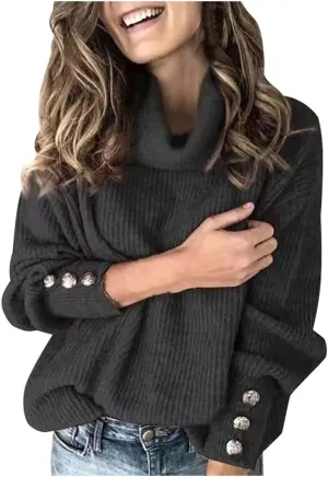 iLH Women's Sweater 2024 Oversized Turtleneck Sweater Casual Cable Knit Pullover Tops Fall Winter Trendy Chunky Shirts