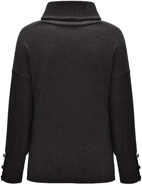 iLH Women's Sweater 2024 Oversized Turtleneck Sweater Casual Cable Knit Pullover Tops Fall Winter Trendy Chunky Shirts