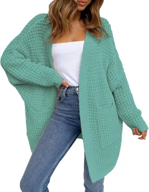 iLH Womens Sweater Cardigan Open Front Chunky Knit Cardigan For Women Fall Winter Leisure Loose Fit Sweater Cardigan