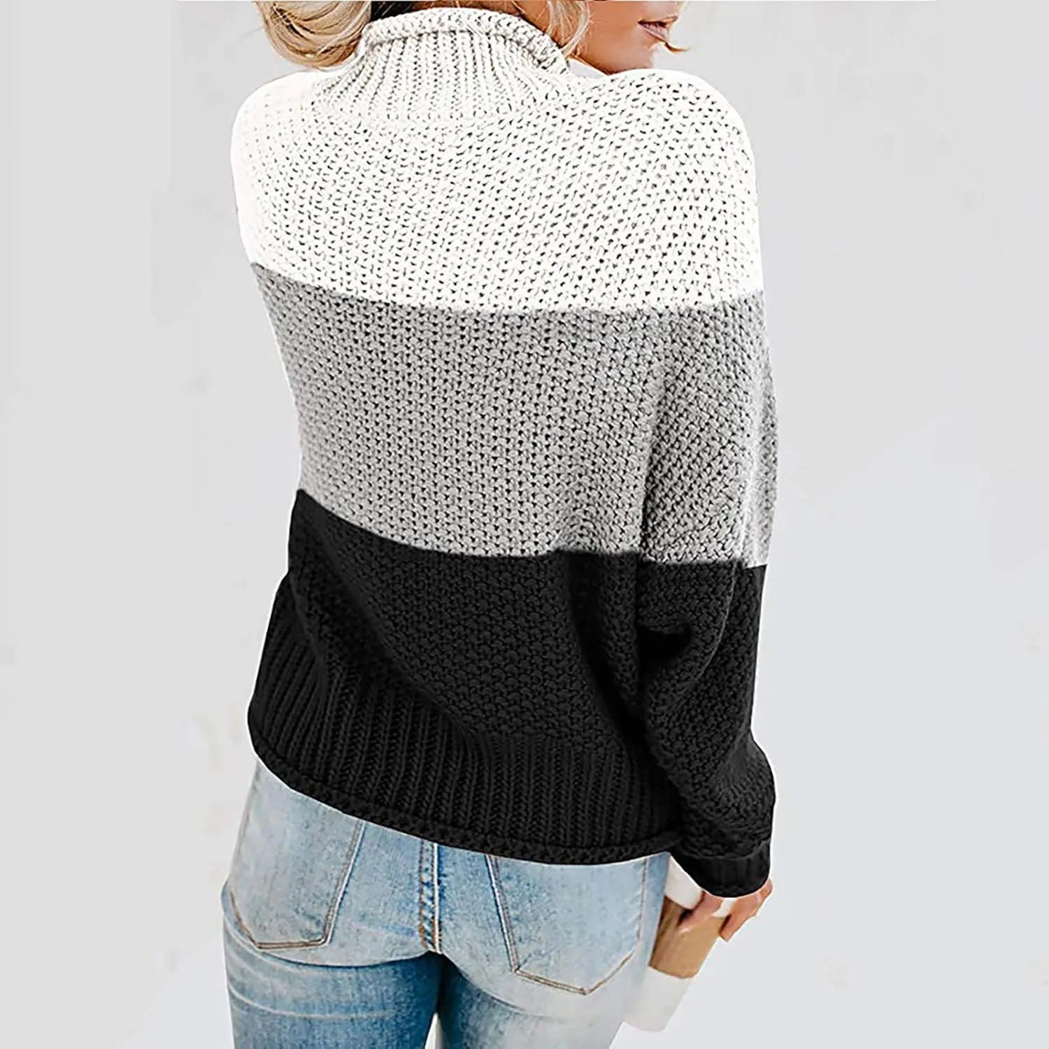 JEGULV Turtleneck Sweaters for Woman Dressy Casual Long Sleeve Cable Knit Pullover Tops Sweaters Loose Soft Jumper Sweaters