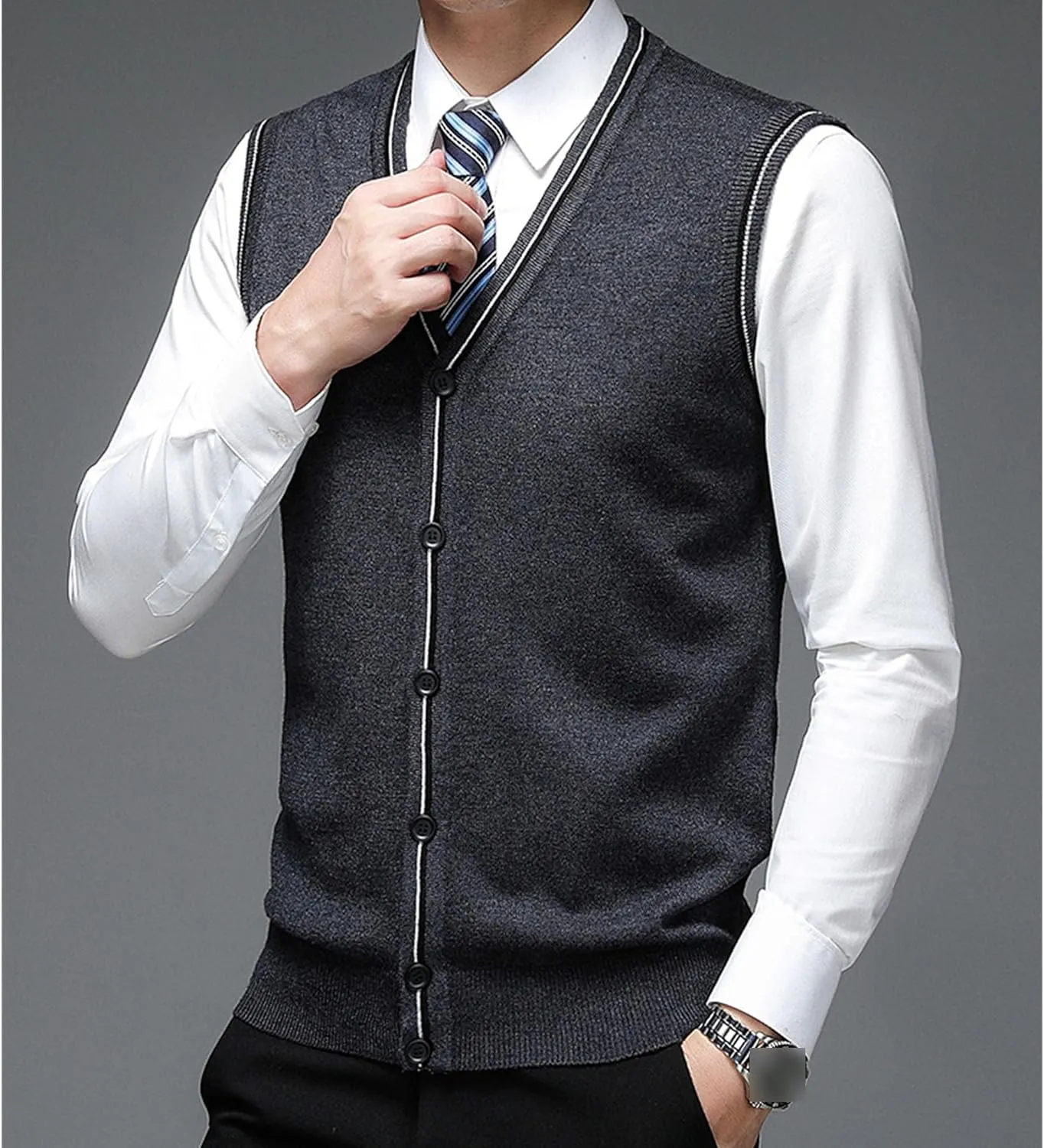 JEShifangjiusu Men'S Cardigan Sweaters Wool Blend V Neck Button Down Sweaters Casual Solid Color Lightweight Knitted Overcoat