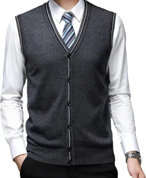 JEShifangjiusu Men'S Cardigan Sweaters Wool Blend V Neck Button Down Sweaters Casual Solid Color Lightweight Knitted Overcoat