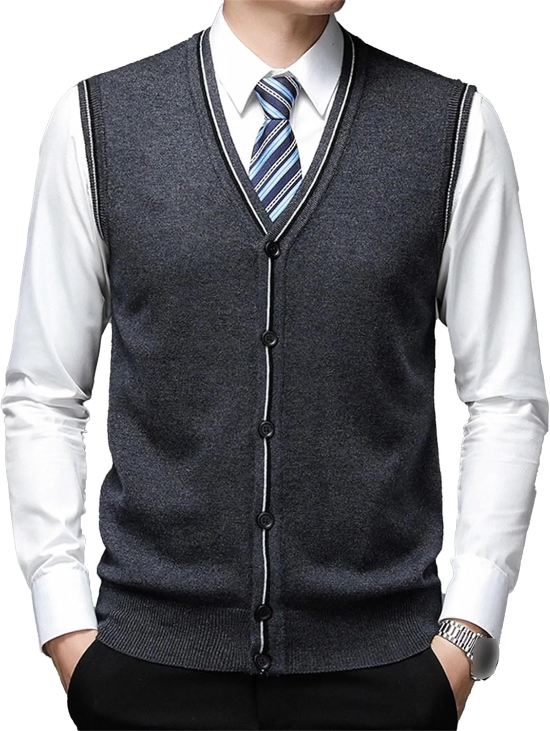JEShifangjiusu Men'S Cardigan Sweaters Wool Blend V Neck Button Down Sweaters Casual Solid Color Lightweight Knitted Overcoat