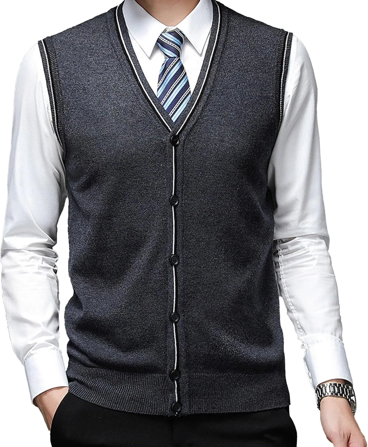 JEShifangjiusu Men'S Cardigan Sweaters Wool Blend V Neck Button Down Sweaters Casual Solid Color Lightweight Knitted Overcoat