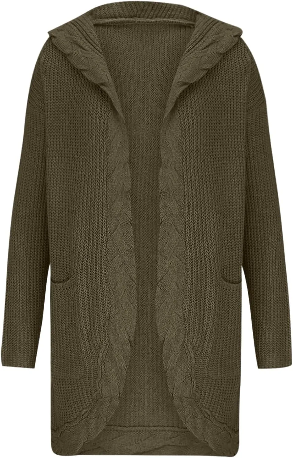 JOAU Women's Long Sleeve Soft Chunky Cable Knit Sweater Open Front Hooded Cardigans Outwear Casual Fall Winter Pockets Coat