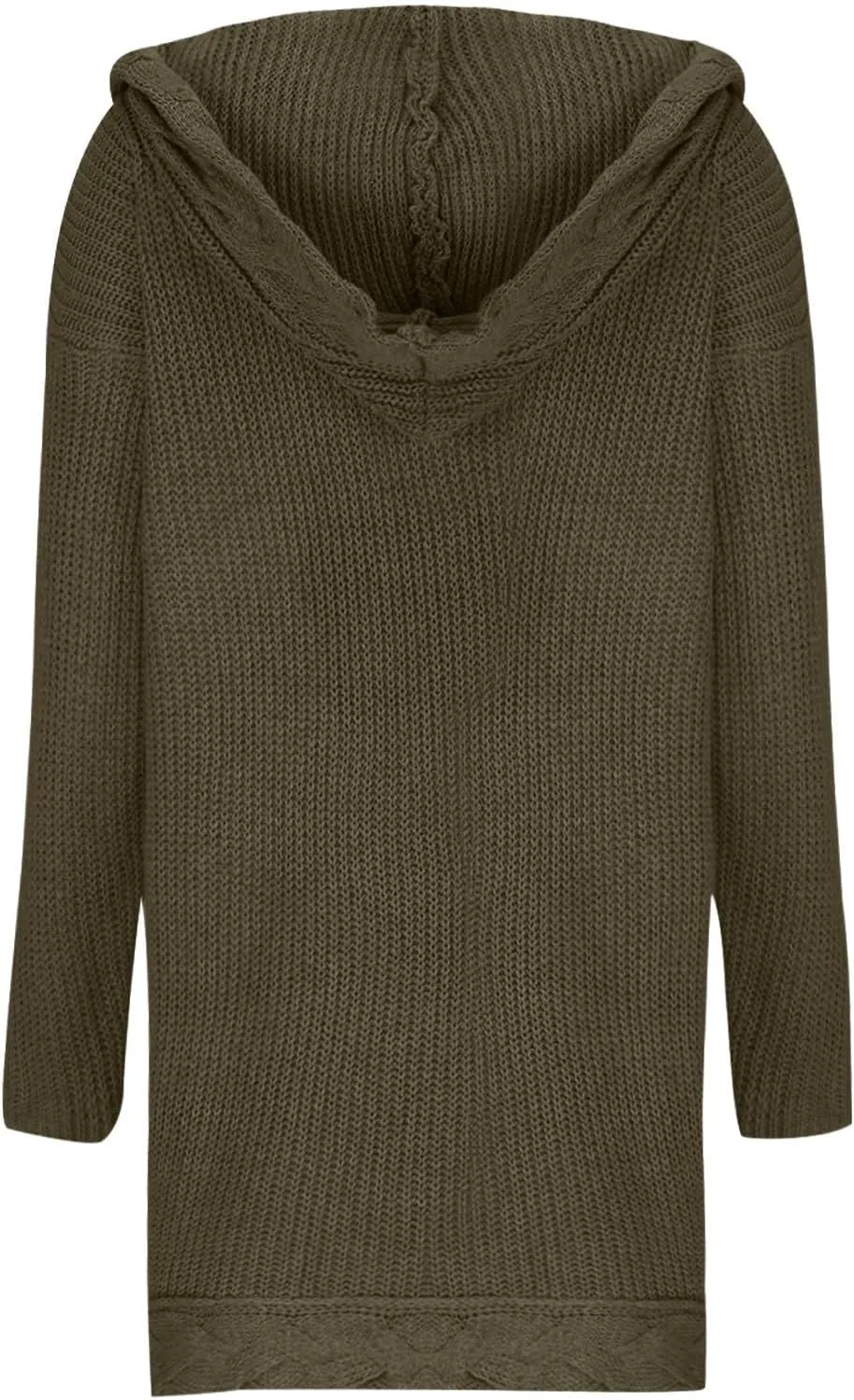 JOAU Women's Long Sleeve Soft Chunky Cable Knit Sweater Open Front Hooded Cardigans Outwear Casual Fall Winter Pockets Coat