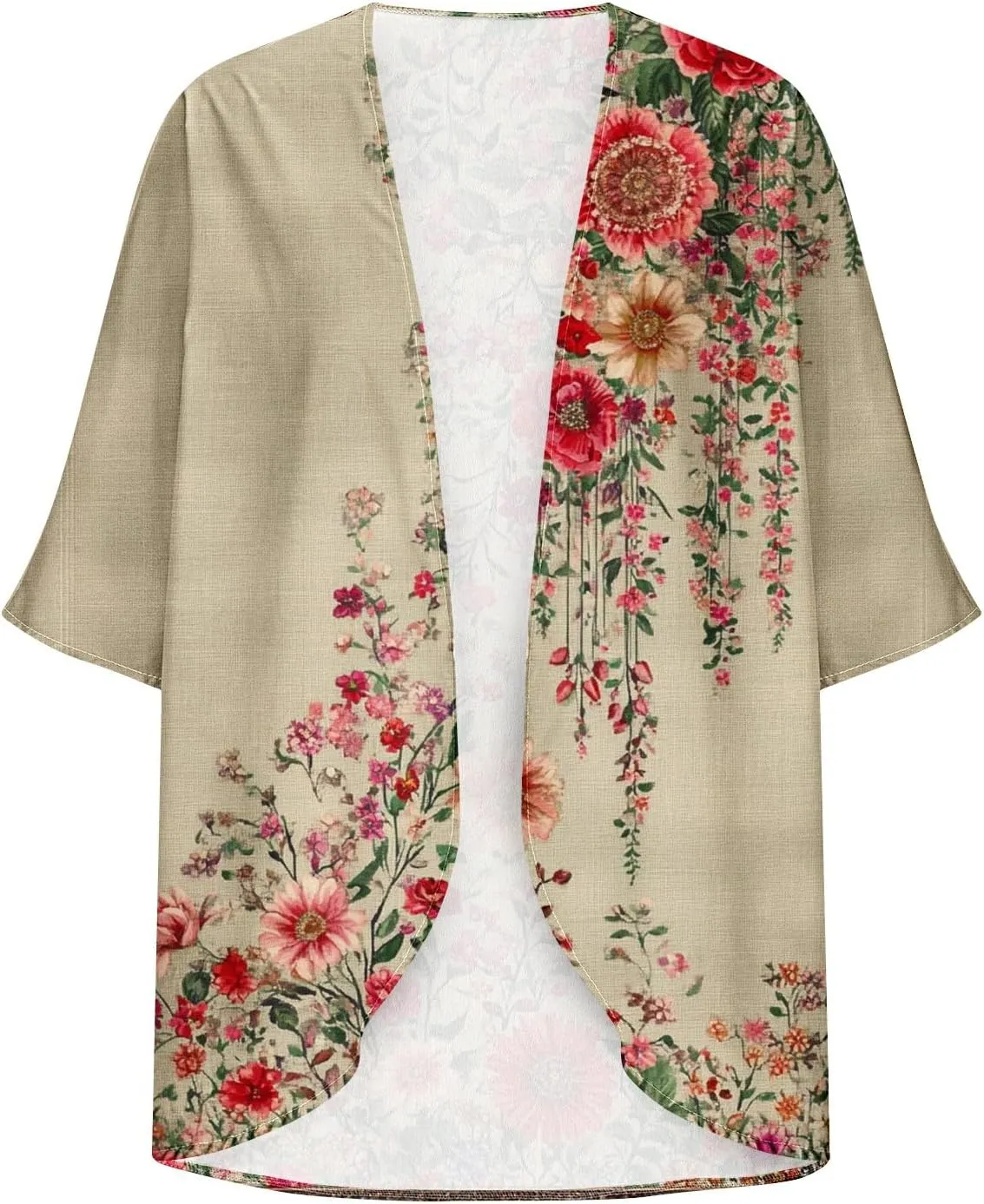 Kimono Cardigans for Women Lightweight Bathing Suit Cover Up 3/4 Sleeve Cardigan Summer Vacation Outfits