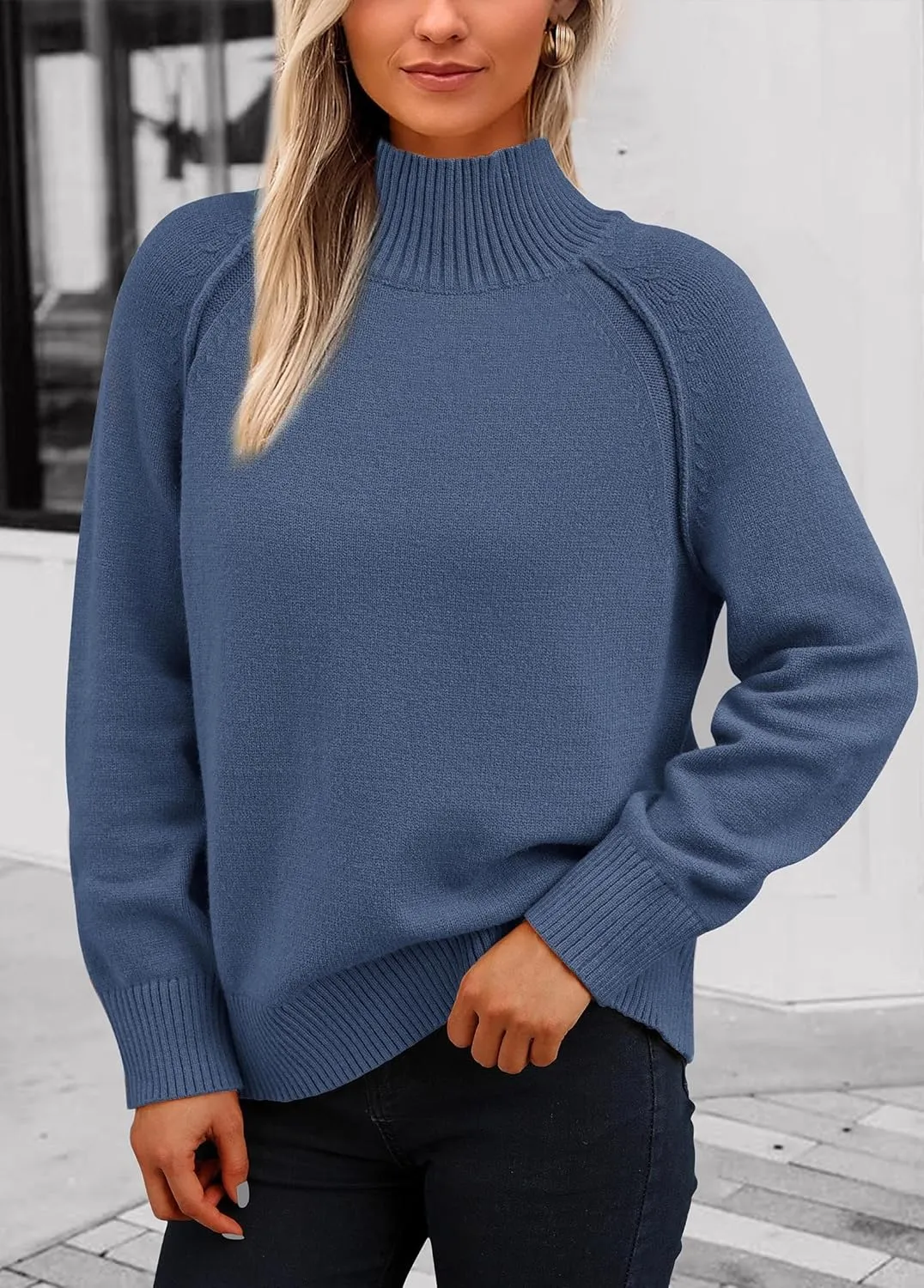 KIRUNDO Womens Fall Sweaters 2025 Trendy Turtleneck Long Sleeve Ribbed Knit Chunky Casual Loose Pullover Sweaters Tops