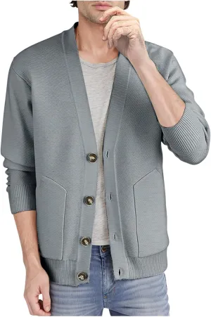 Knit Cardigan Sweaters for Men V Neck Sweaters Open Front Cardigan Button Down Sweater Fall Sweaters with Pockets