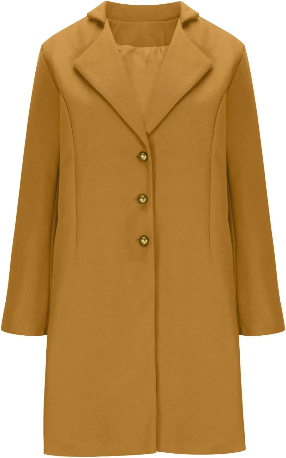 Lapel Trench Coat Women Long Winter Jacket Wool Blend Peacoat Thick Casual Jacket Button Down Jacket Top with Pockets